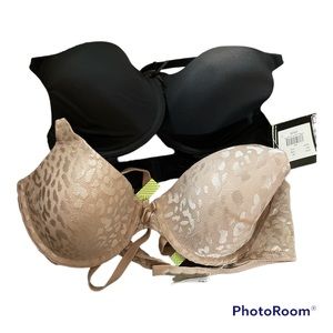 Lot Of 2 Women's Underwired T-Shirt Bra - Maidenform - Black & Blush - 34C